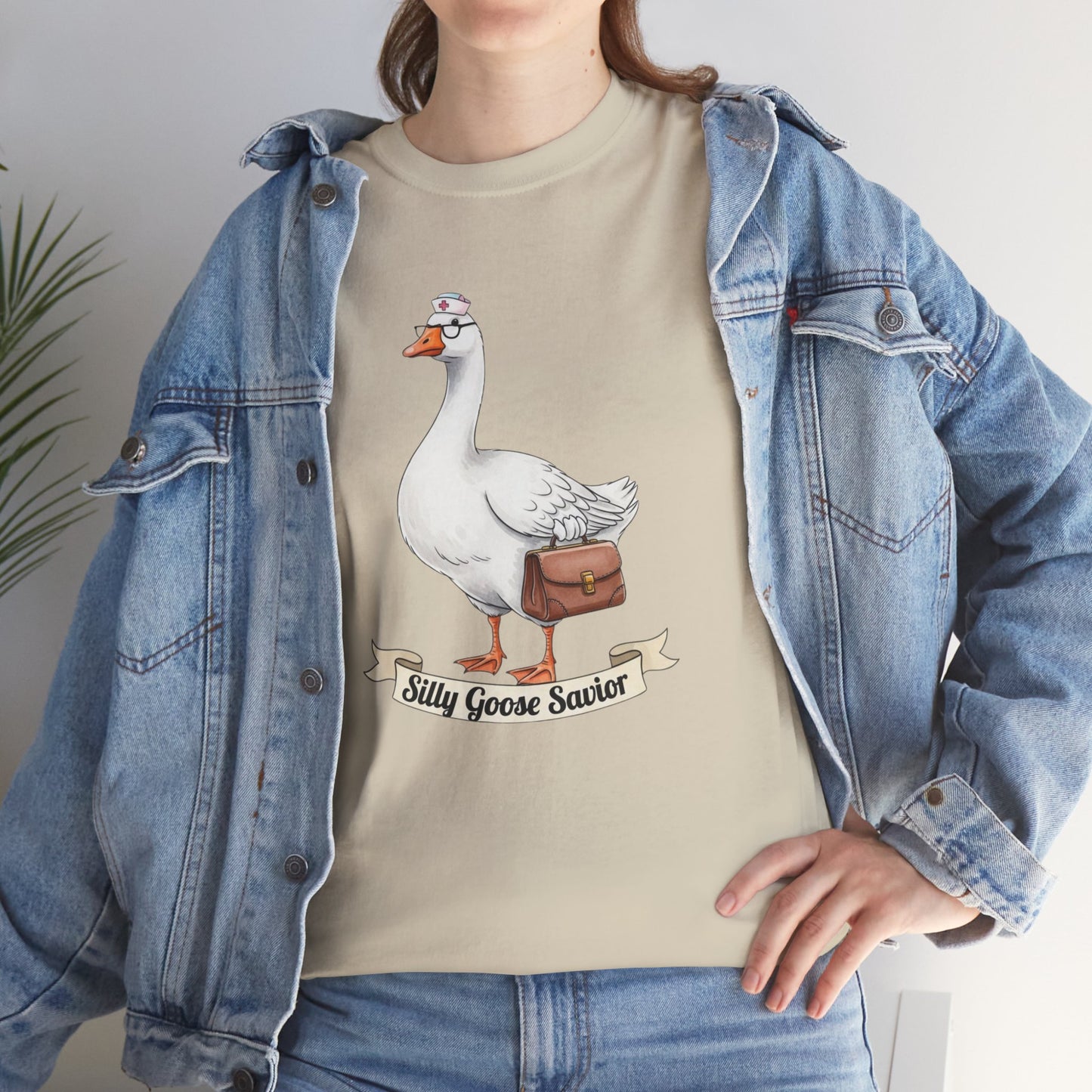 Goose Savior T-Shirt — Vintage Illustrated Goose Tee Whimsical Animal Gift