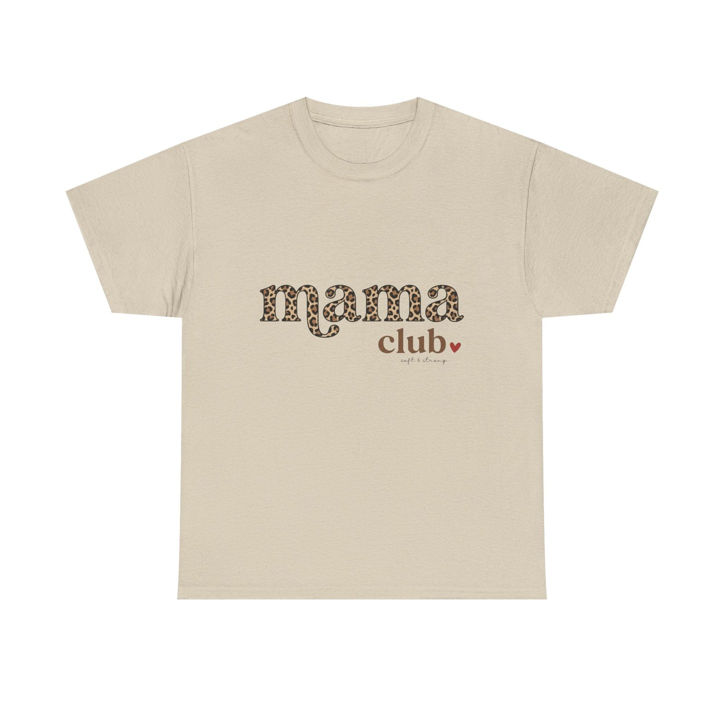 Mama Club T-Shirt — Leopard Print 'mama club' Graphic Tee with Heart
