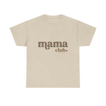 Mama Club T-Shirt — Leopard Print 'mama club' Graphic Tee with Heart