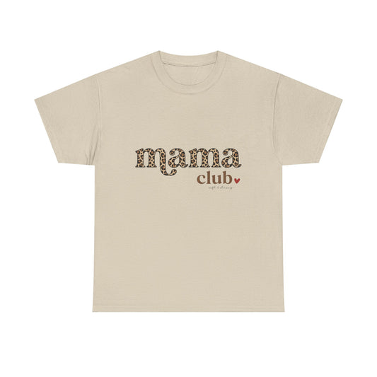 Mama Club T-Shirt — Leopard Print 'mama club' Graphic Tee with Heart