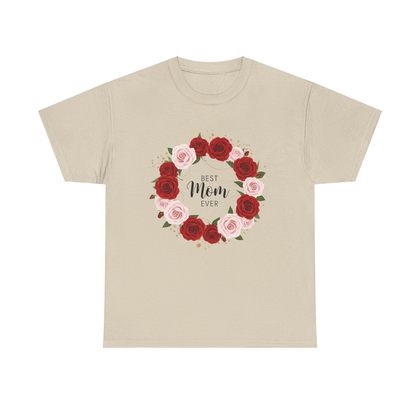 Mom Floral Wreath T-Shirt Best Mom Ever Mother's Day Gift Women Cotton Tee