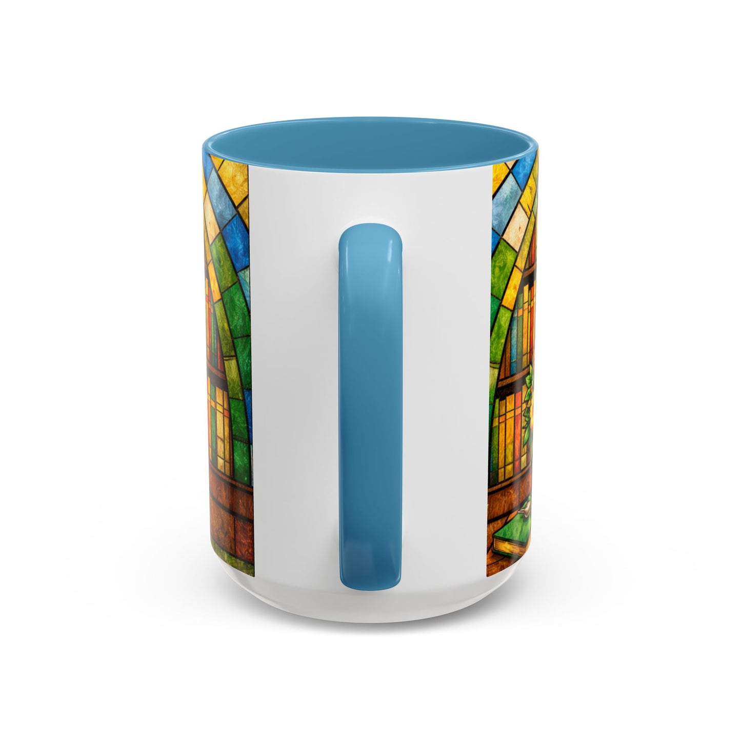 Booklover Coffee Mug – Stained Glass Library Accent Ceramic Mug