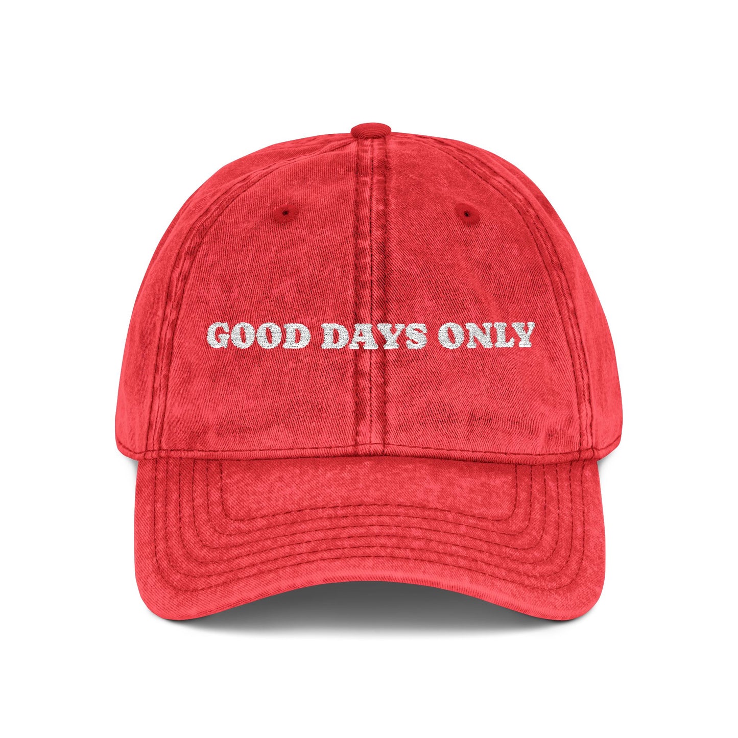 Vintage Embroidered Cap — "Good Days Only" Distressed Baseball Hat