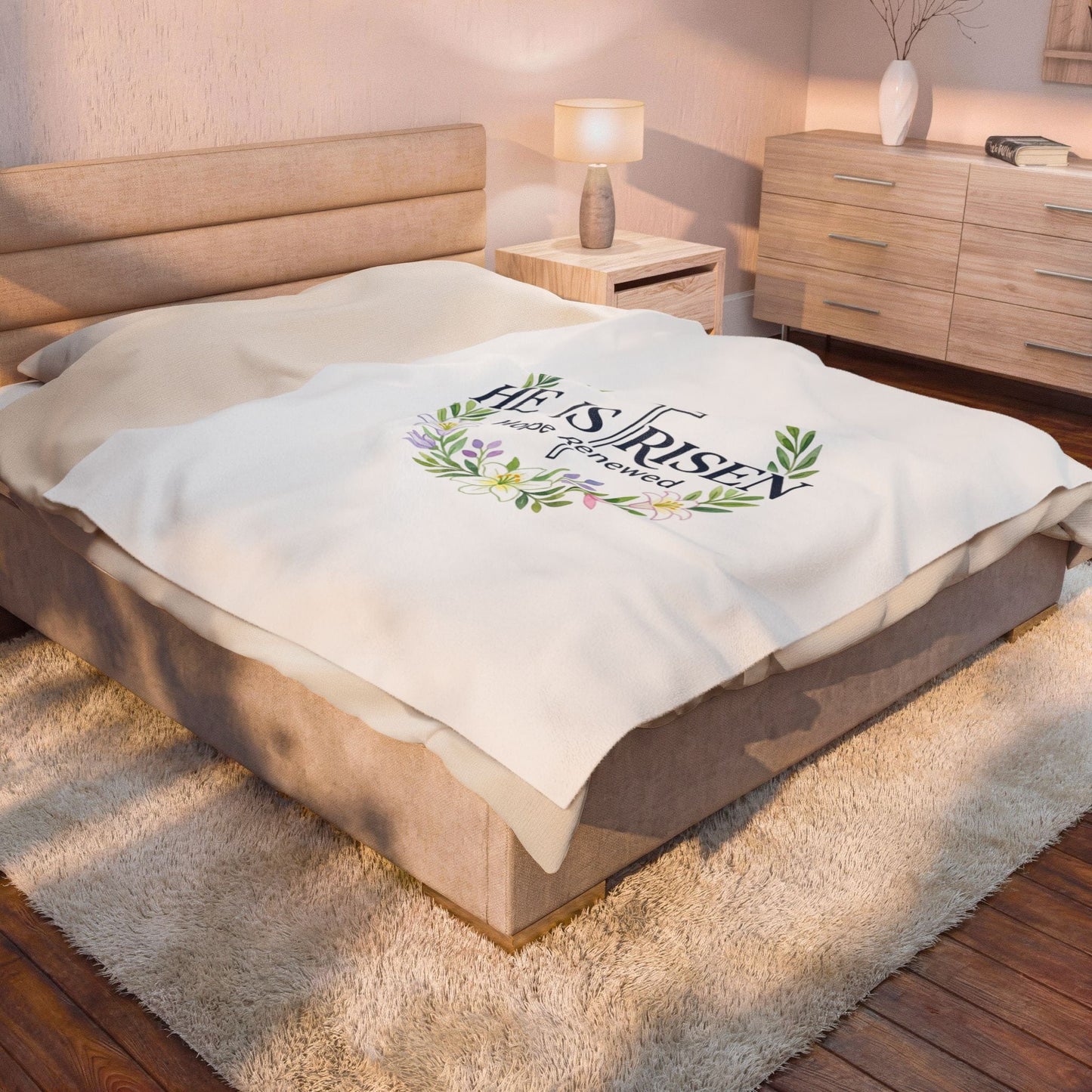 He Is Risen Velveteen Blanket | Christian Easter, Resurrection Scripture