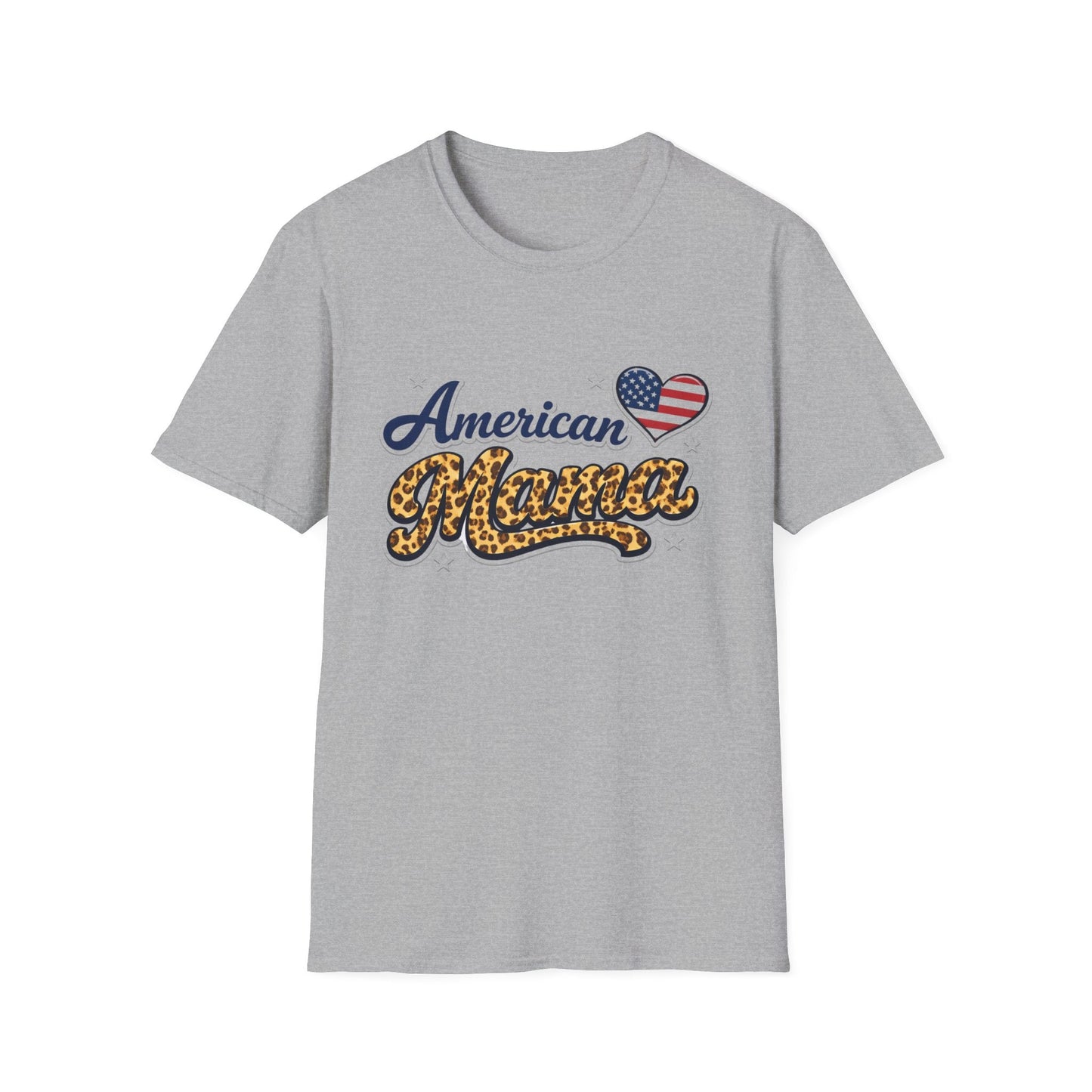 American Mama T-Shirt — Patriotic Leopard Heart Graphic Tee | Mother's Day Gift