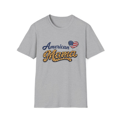 American Mama T-Shirt — Patriotic Leopard Heart Graphic Tee | Mother's Day Gift