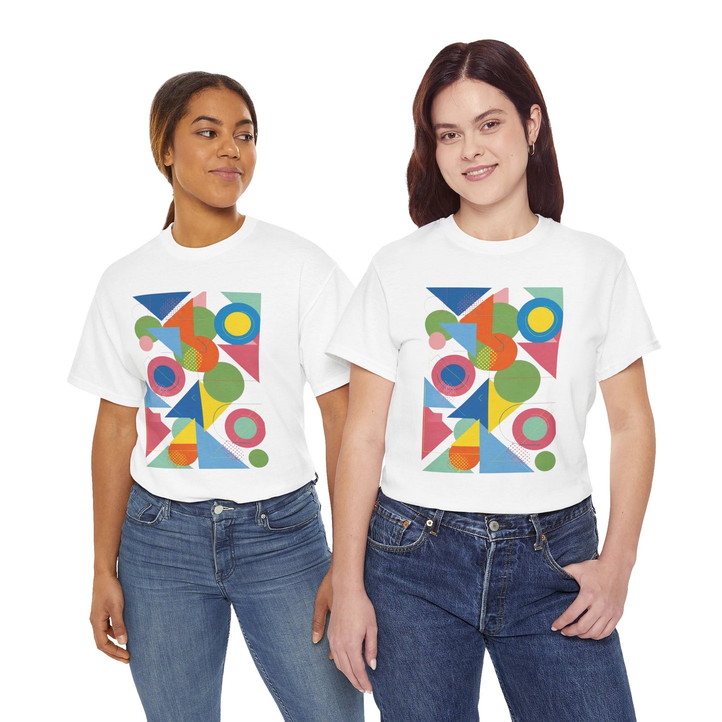 Geometric Color Block Tee — Abstract Shapes Graphic T-Shirt Retro Art