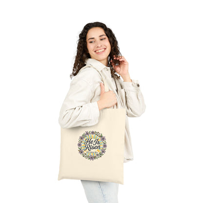 He Is Risen Tote, Christian Easter Canvas Tote | Resurrection, Scripture