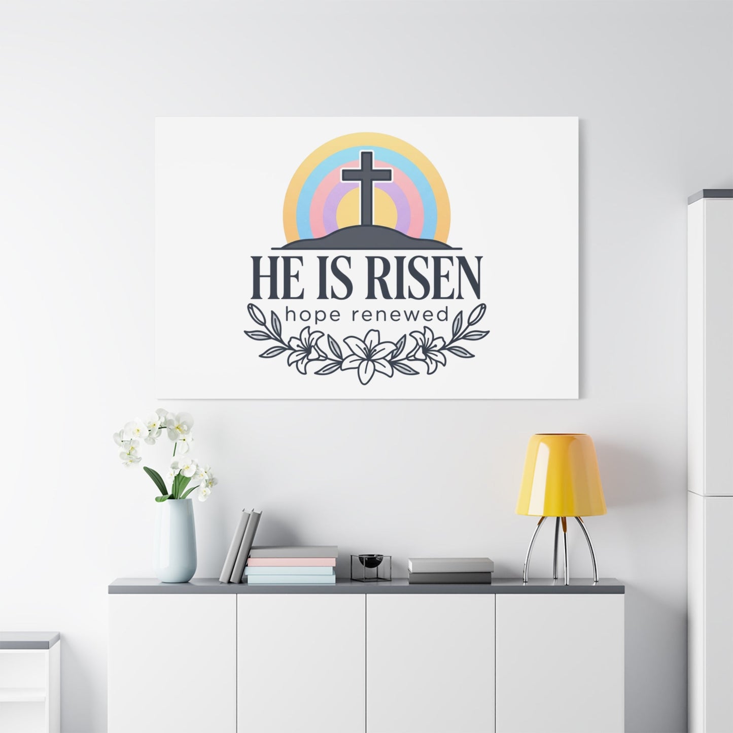 He Is Risen Canvas | Christian Easter Wall Art, Resurrection Scripture Decor