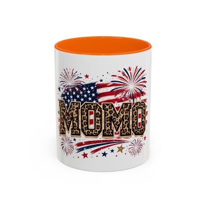 Leopard Print Patriotic Accent Coffee Mug — Fourth of July Gift for Mom (11/15oz)