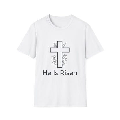 He Is Risen Cross T-Shirt — Easter Christian Faith Tee