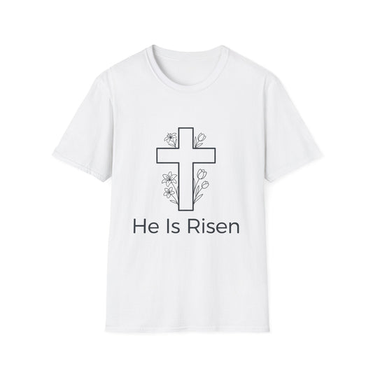 He Is Risen Cross T-Shirt — Easter Christian Faith Tee