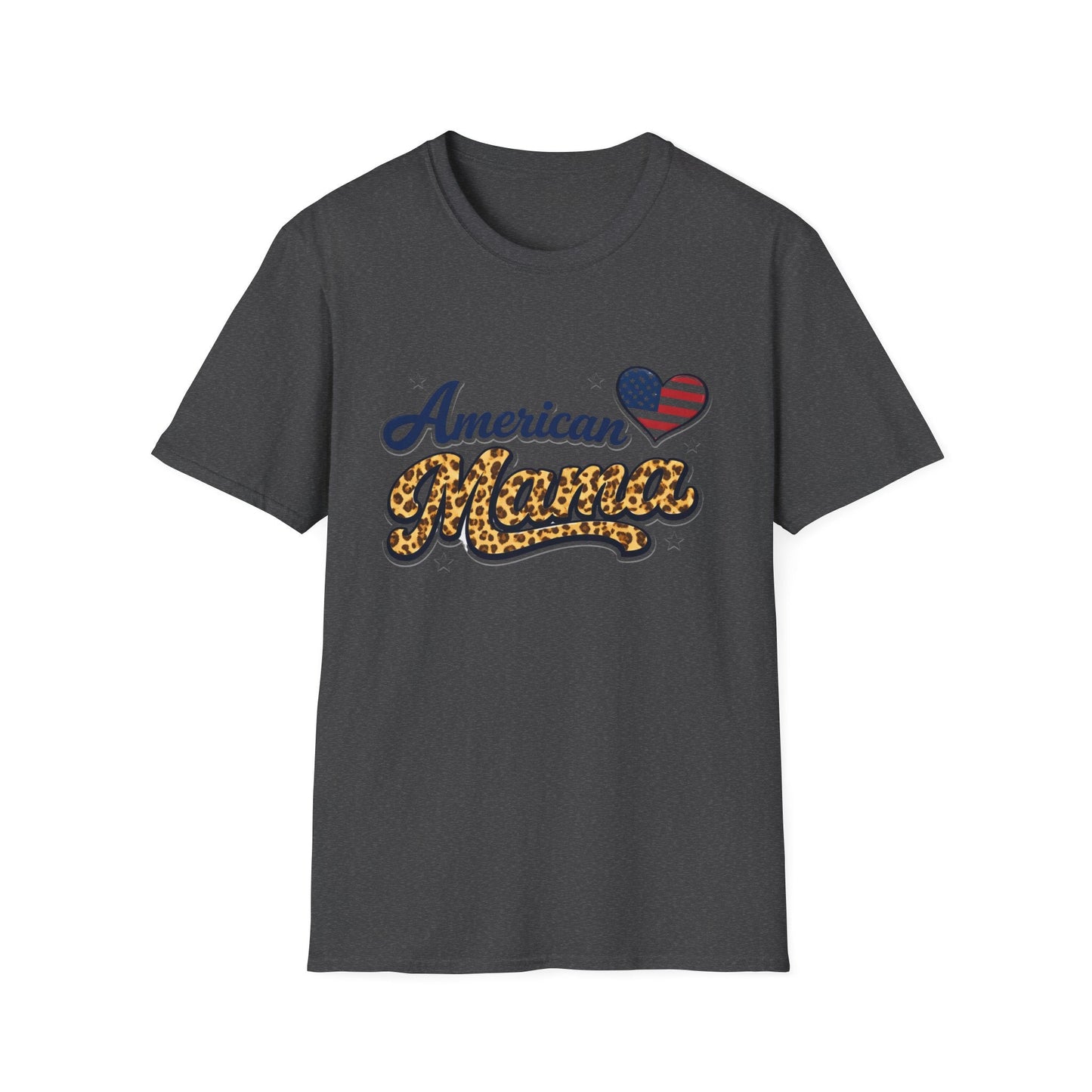 American Mama T-Shirt — Patriotic Leopard Heart Graphic Tee | Mother's Day Gift
