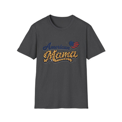 American Mama T-Shirt — Patriotic Leopard Heart Graphic Tee | Mother's Day Gift