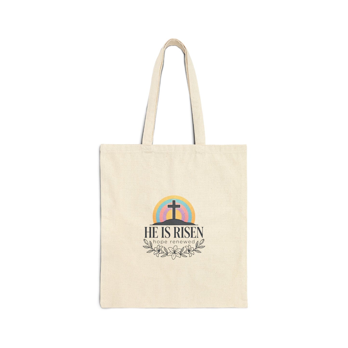 He Is Risen Tote | Cotton Canvas Tote, Christian Easter Resurrection Scripture