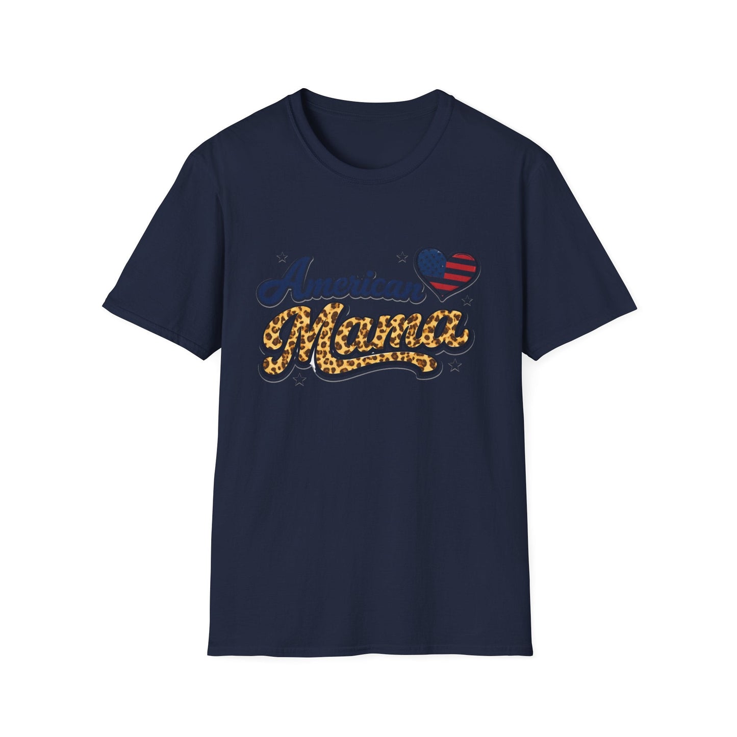 American Mama T-Shirt — Patriotic Leopard Heart Graphic Tee | Mother's Day Gift