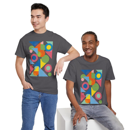 Geometric Color Block Tee — Abstract Shapes Graphic T-Shirt Retro Art