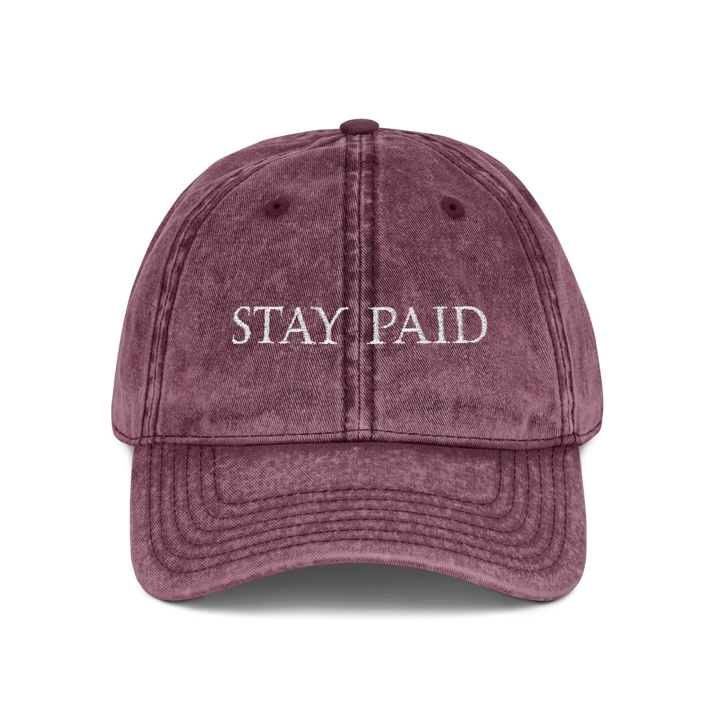 Stay Paid Embroidered Vintage Cap — Washed Red Dad Hat