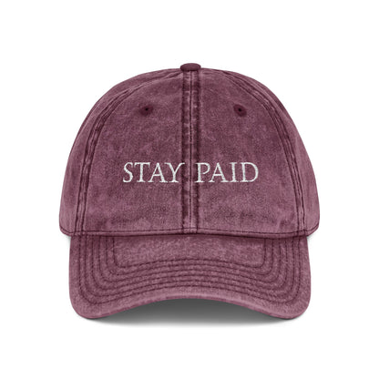 Stay Paid Embroidered Vintage Cap — Washed Red Dad Hat