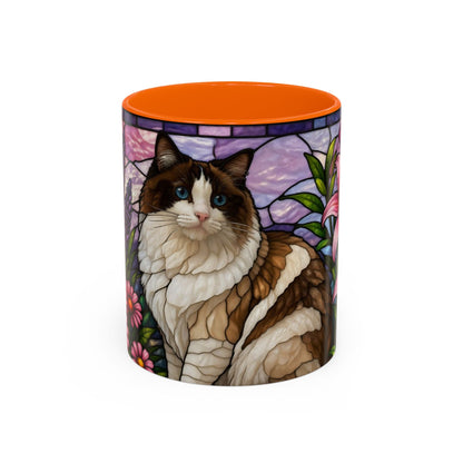 Ragdoll Cat Stained Glass Accent Coffee Mug (11/15oz)