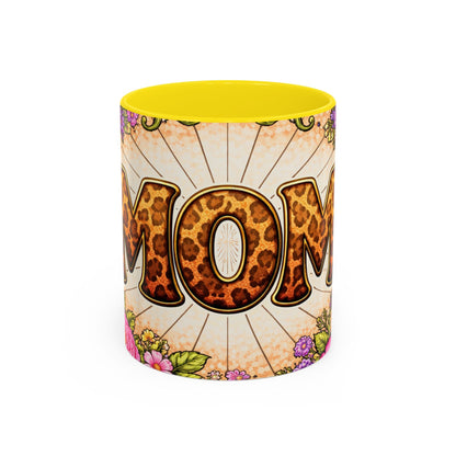 Mom Leopard Print Floral Coffee Mug — Mother's Day Gift (11 oz)