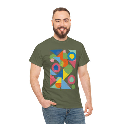 Geometric Color Block Tee — Abstract Shapes Graphic T-Shirt Retro Art