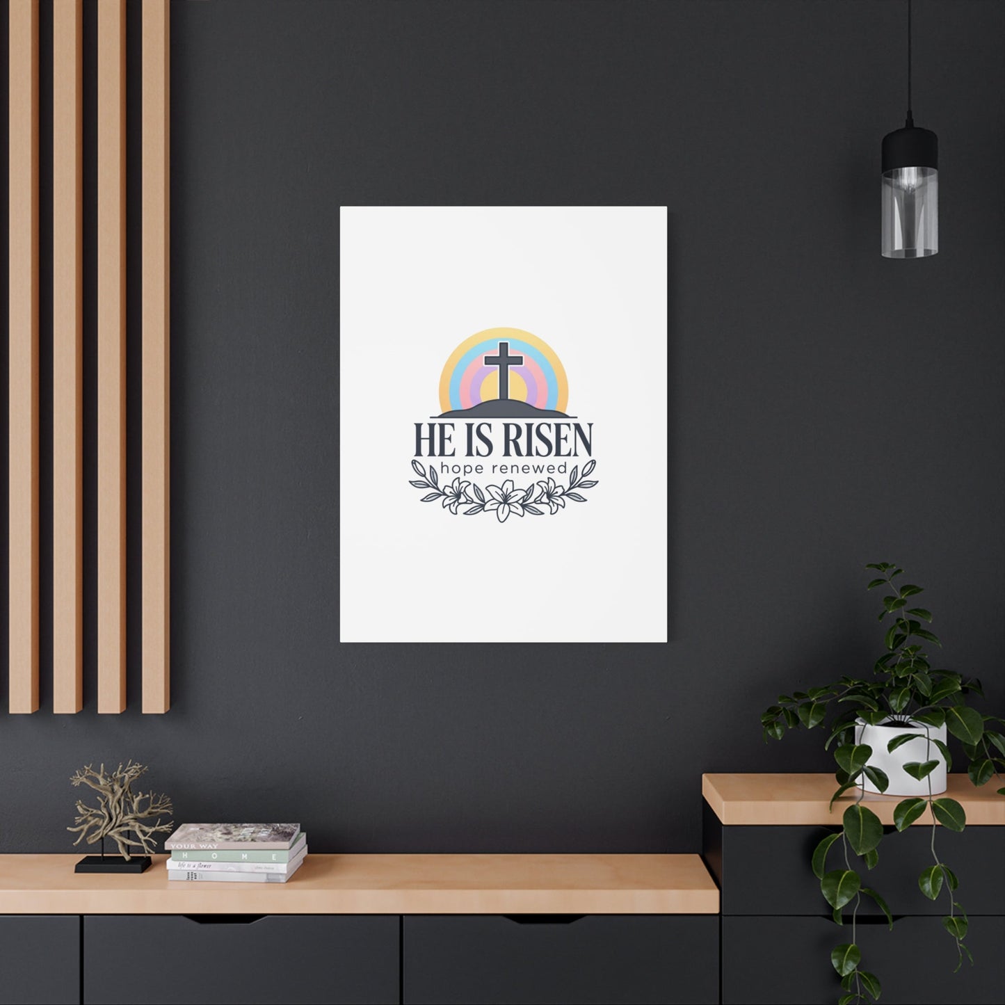 He Is Risen Canvas | Christian Easter Wall Art, Resurrection Scripture Decor