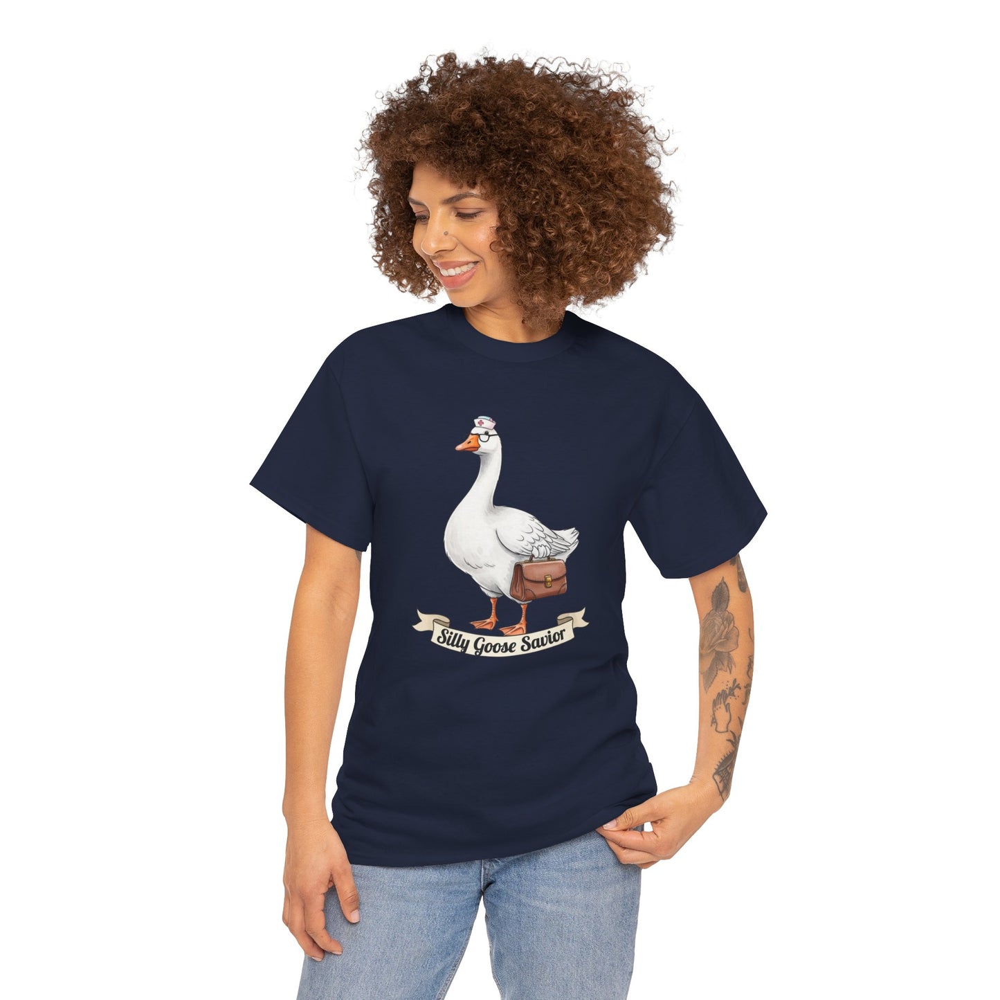 Goose Savior T-Shirt — Vintage Illustrated Goose Tee Whimsical Animal Gift