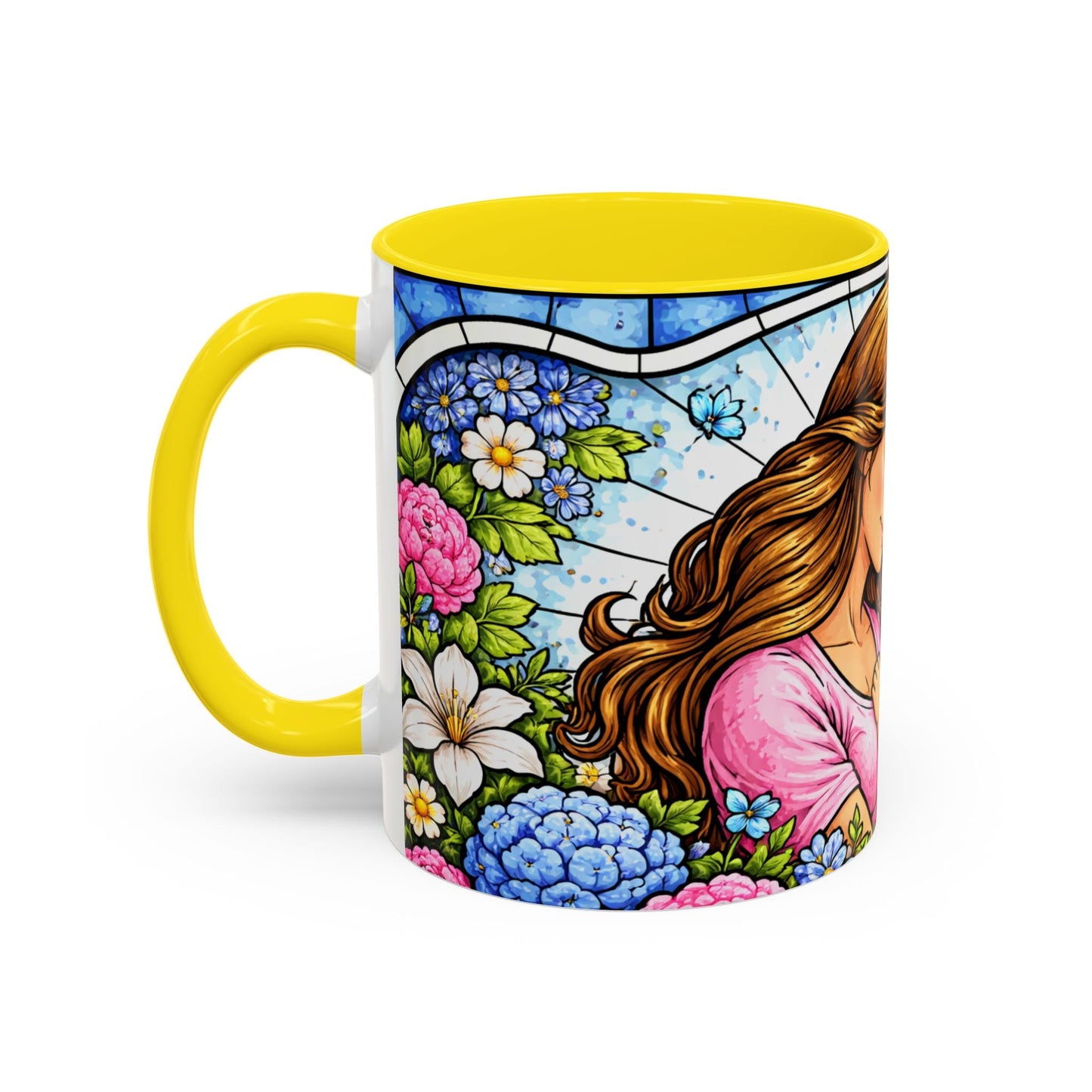 Mother Daughter Floral Coffee Mug — "Love You" Accent Mug, Gift for Mom