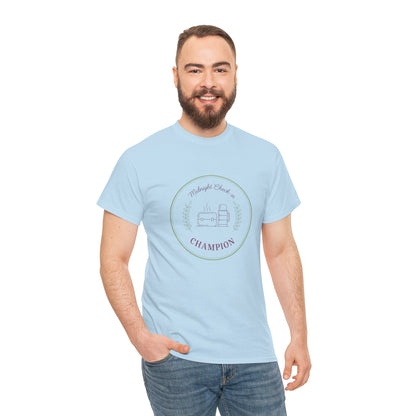 Champion of Midnight Snack T-Shirt — Funny Cozy Graphic Tee Relaxation Gift