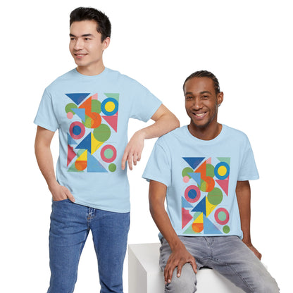 Geometric Color Block Tee — Abstract Shapes Graphic T-Shirt Retro Art