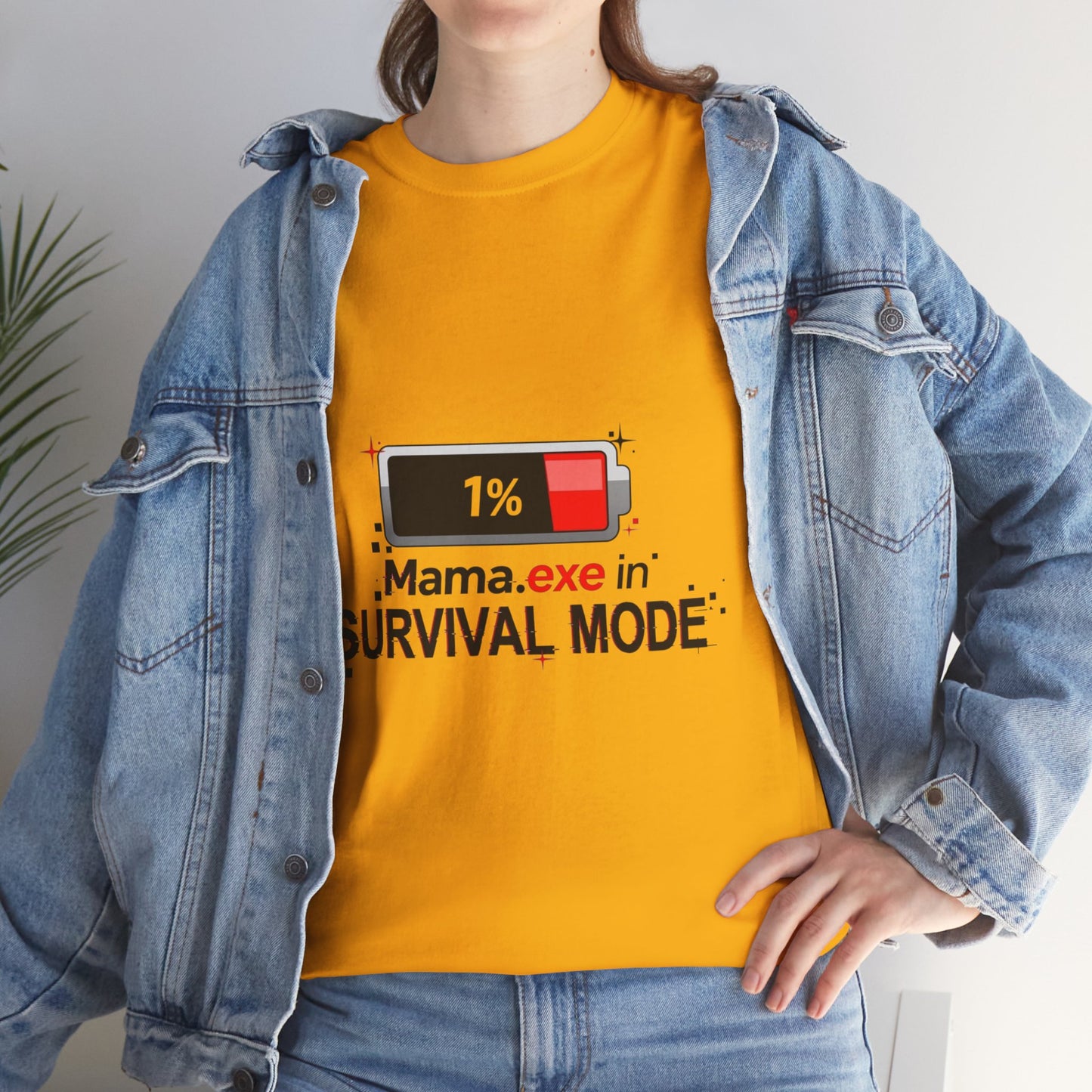 Mama.exe in Survival Mode T-Shirt — Low Battery Funny Mom Tee
