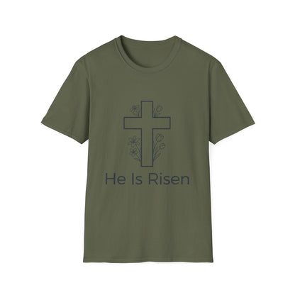 He Is Risen Cross T-Shirt — Easter Christian Faith Tee