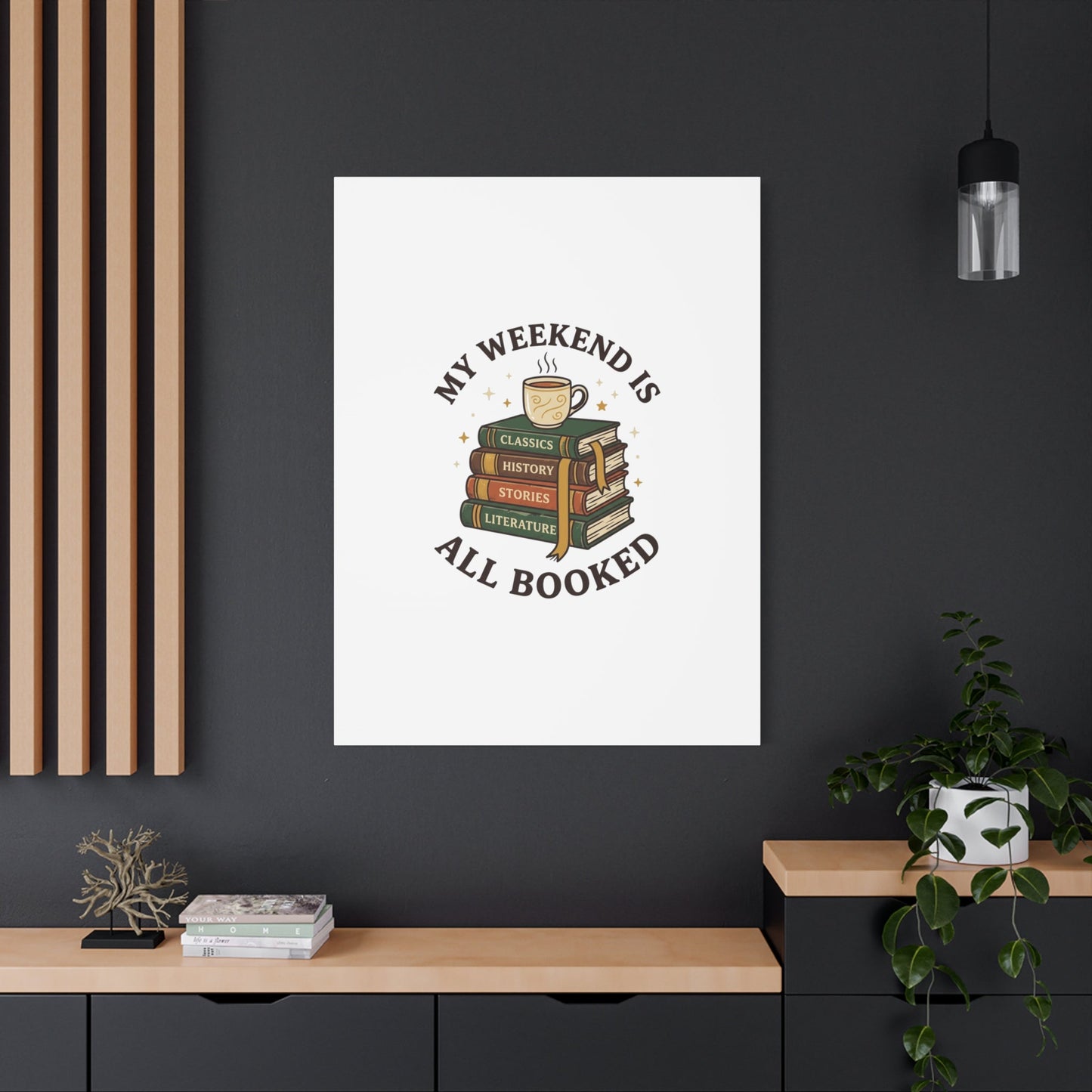 All Booked Stack of Books Canvas | Book Lover, Cozy Reader Decor