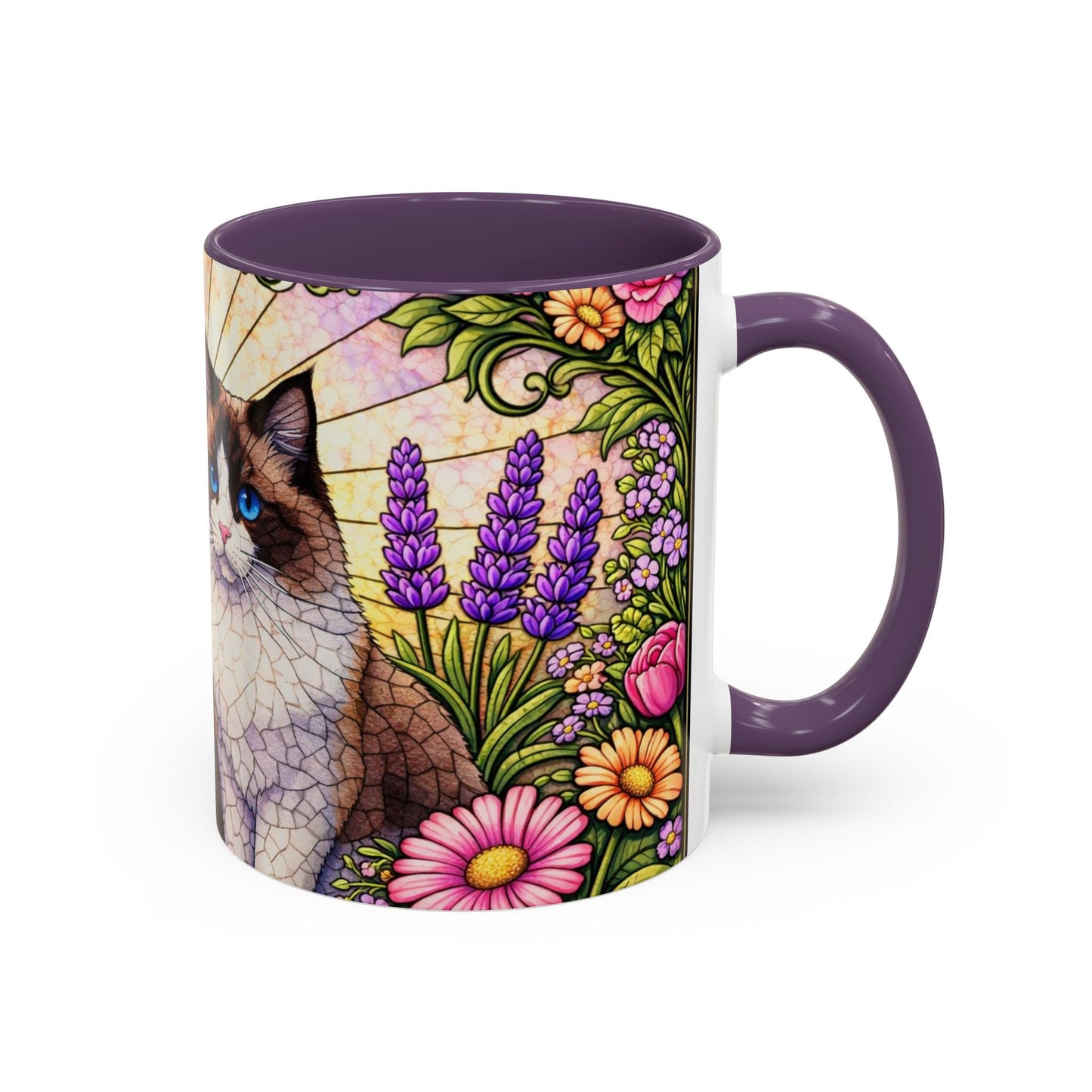 Ragdoll Cats Floral Accent Coffee Mug – Blue-Eyed Cat Art, 11/15oz