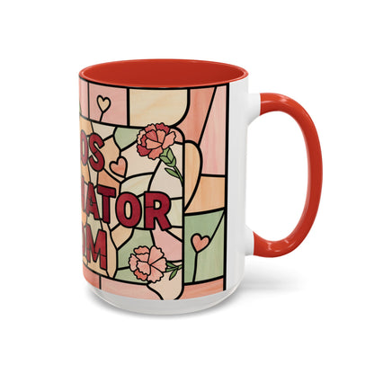 Mother's Day Gift Chaos Coordinator Mom Mug 15oz Pink Floral Stained Glass Funny