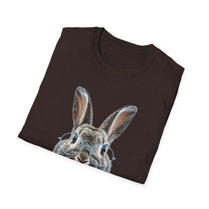 Bunny in Glasses T-Shirt — Cute Rabbit with Blue Bow Tee