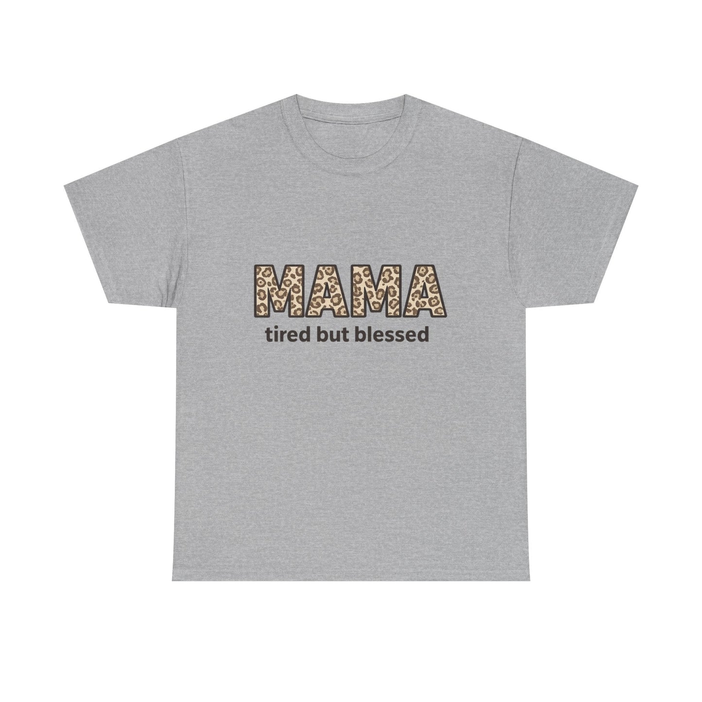 Tired But Blessed Mama Leopard Tee – Mother's Day Gift