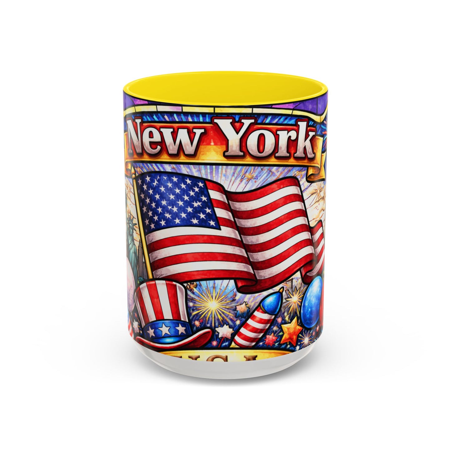 New York USA Accent Coffee Mug 15oz — Patriotic NYC Souvenir Gift Mug
