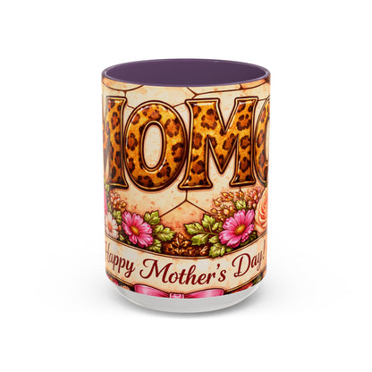 Mom Floral Accent Coffee Mug 15oz — Mother's Day Leopard Print Gift Mug