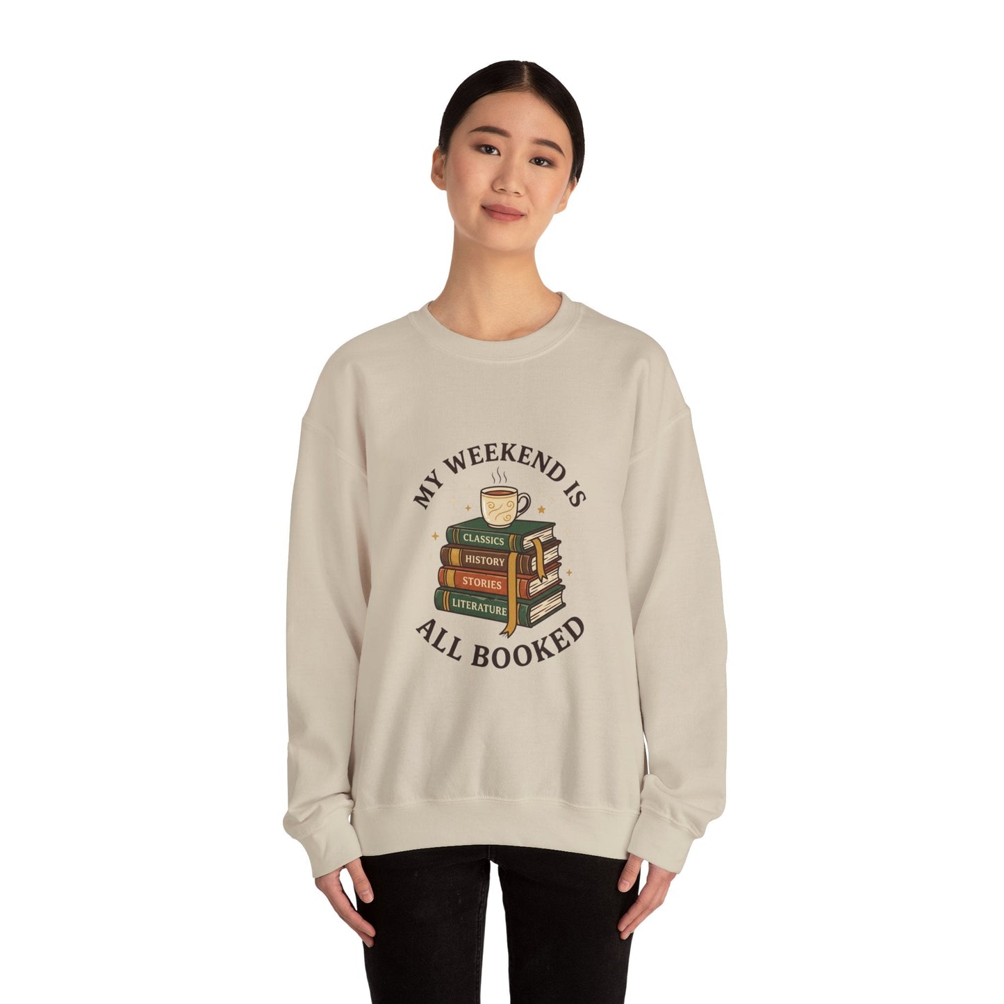 All Booked Stack of Books Sweatshirt | Book Lover, Cozy Reader