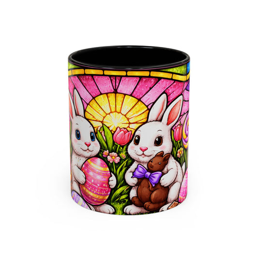 Easter Bunny Stained Glass Accent Coffee Mug (11/15oz)