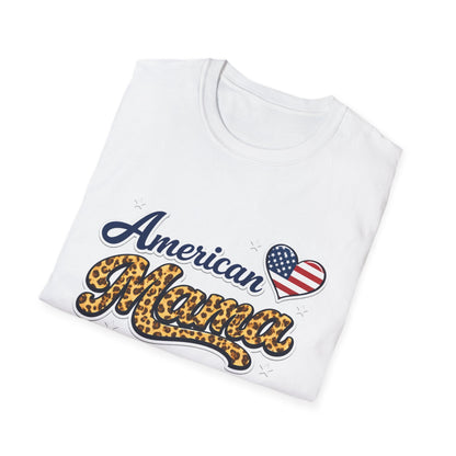 American Mama T-Shirt — Patriotic Leopard Heart Graphic Tee | Mother's Day Gift