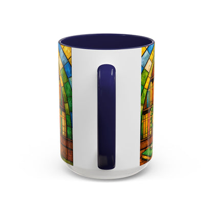 Booklover Coffee Mug – Stained Glass Library Accent Ceramic Mug