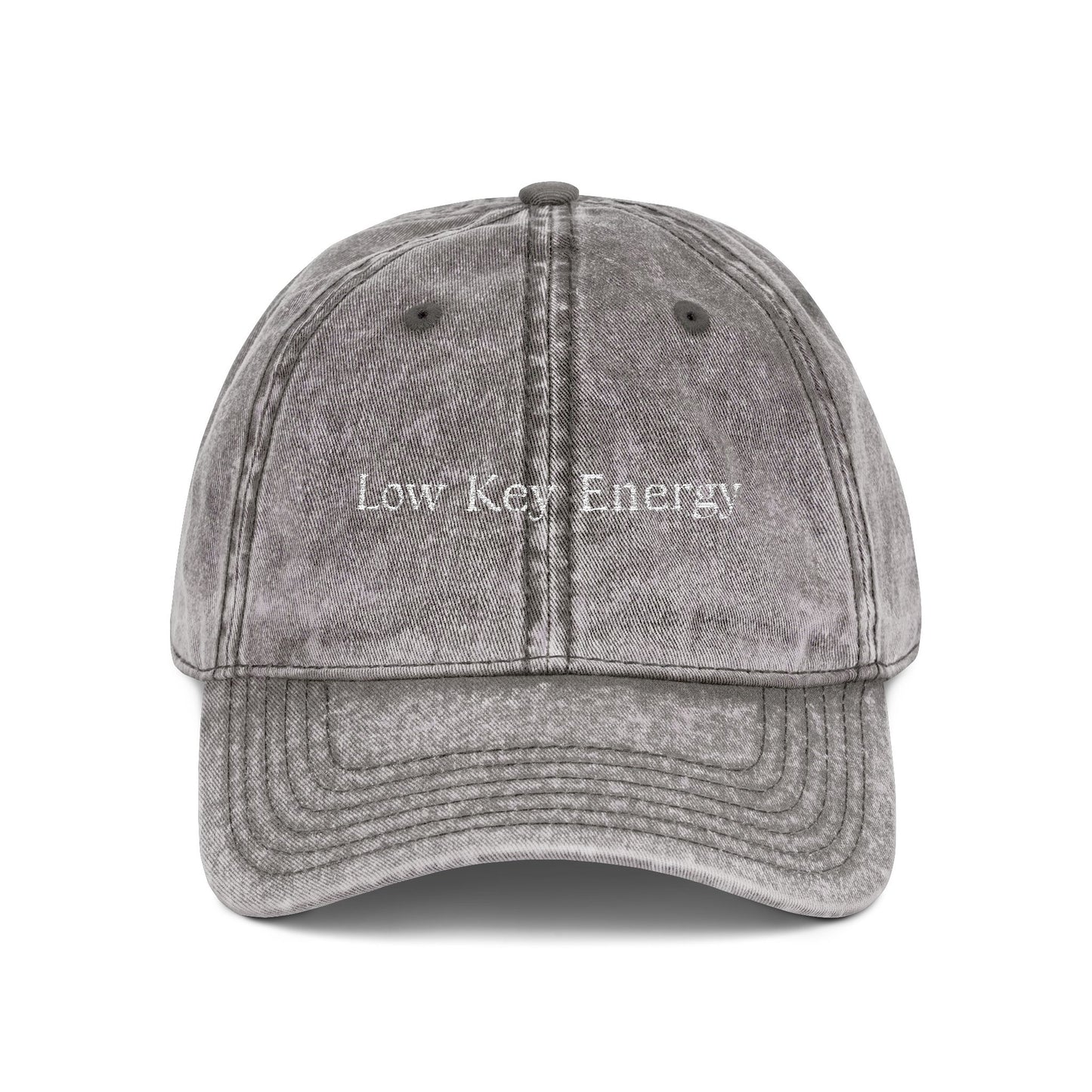 Low Key Energy Embroidered Vintage Cap — Washed Cotton Dad Hat