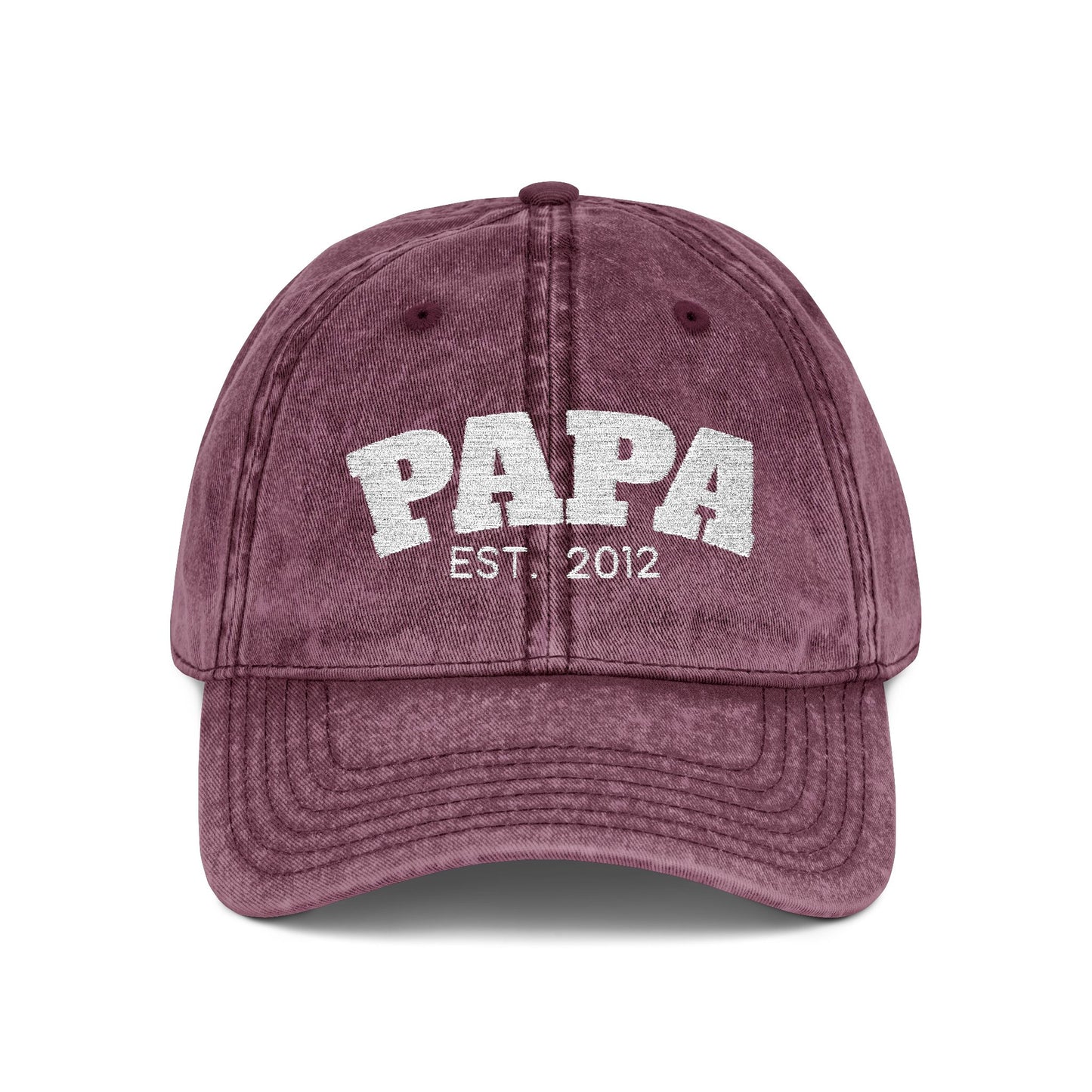 Papa Est. 2012 Vintage Embroidered Baseball Cap | Retro Distressed Dad Hat Gift