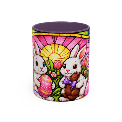 Easter Bunny Stained Glass Accent Coffee Mug (11 oz)