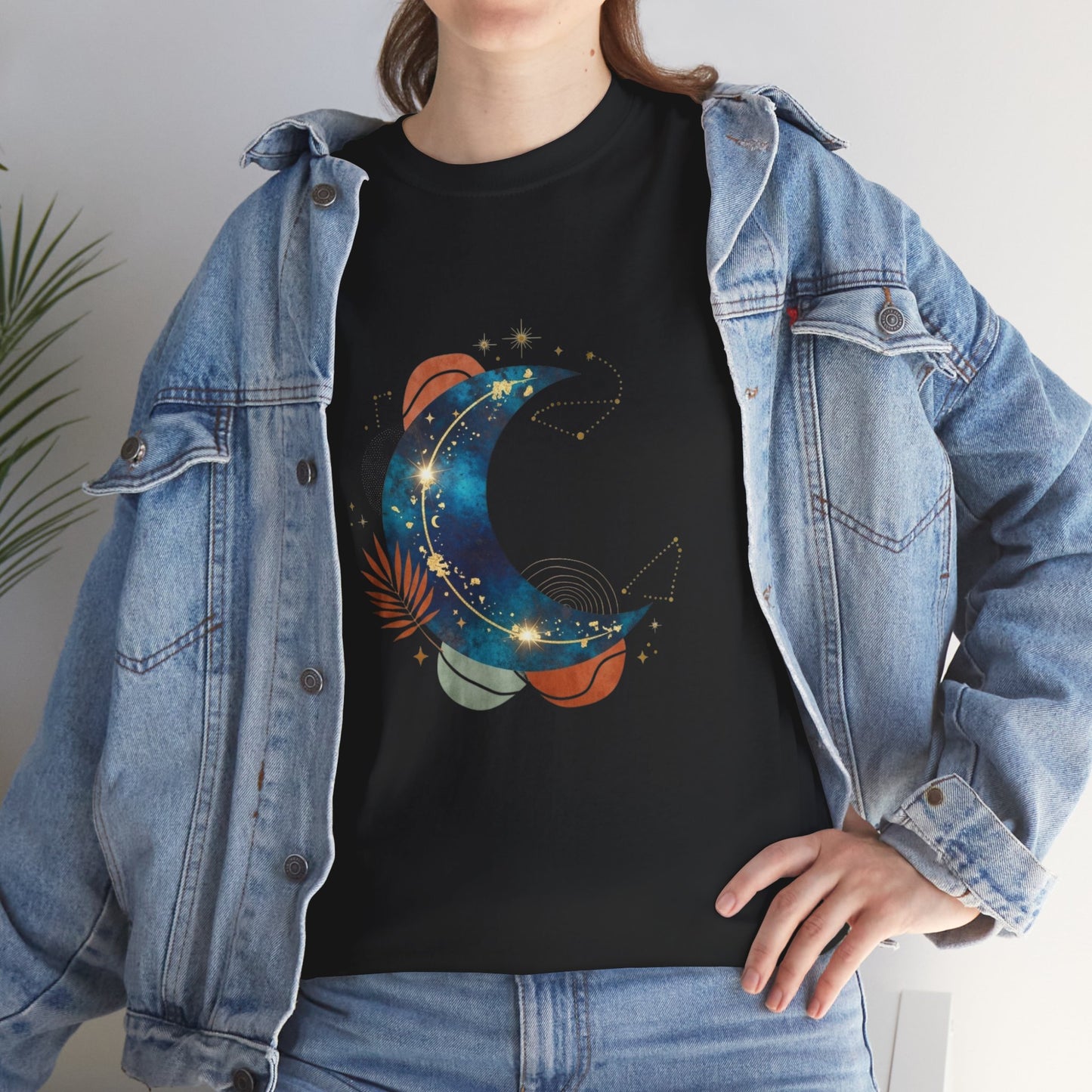 Celestial Moon Graphic Tee — Starry Crescent Night Shirt Boho Gift for Her