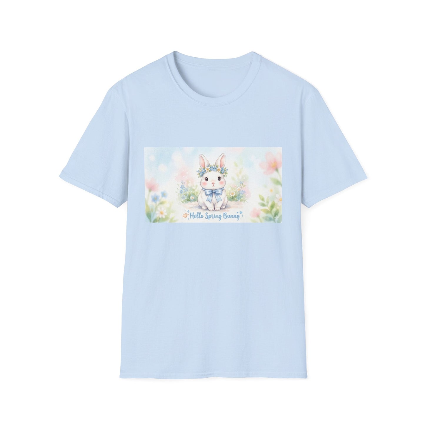 Spring Bunny T-Shirt — "Hello Spring Bunny" Cute Pastel Floral Tee