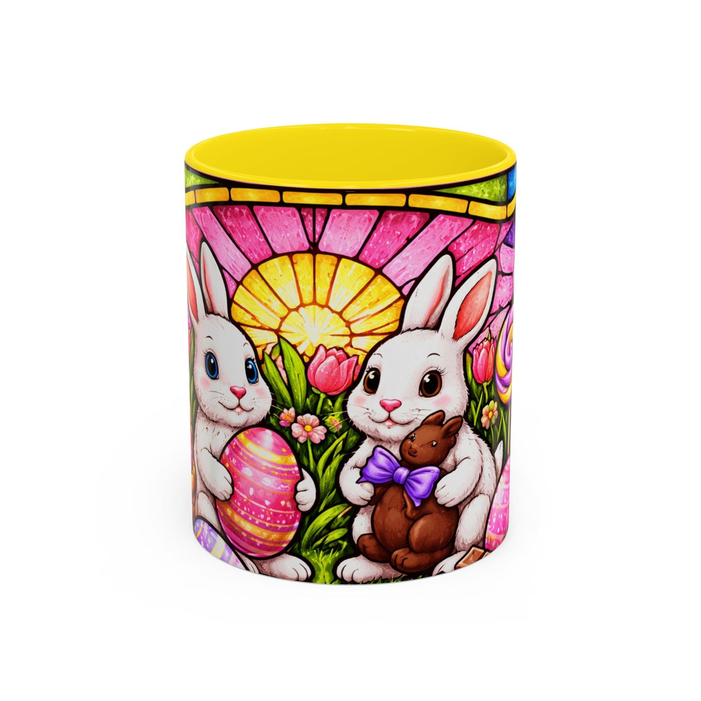 Easter Bunny Stained Glass Accent Coffee Mug (11 oz)